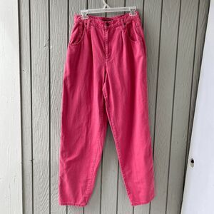 Vintage 90s LizWear Mom Jeans Red Pink Cotton High Rise Tapered Denim Sz 10